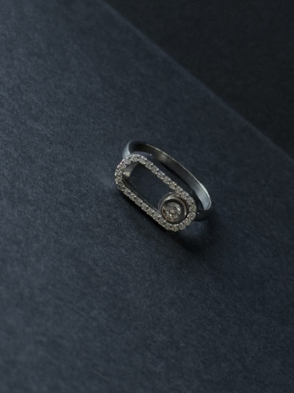 Каблучка з білого золота овал в стилі "Bvlgari" з діамантами - Зображення 2
