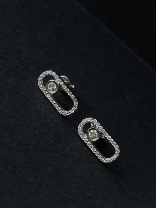 Сережки овали "Bvlgari" з білого золота з діамантами