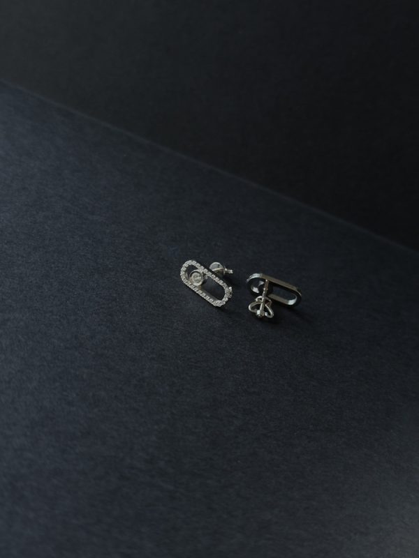 Сережки овали "Bvlgari" з білого золота з діамантами - Зображення 5