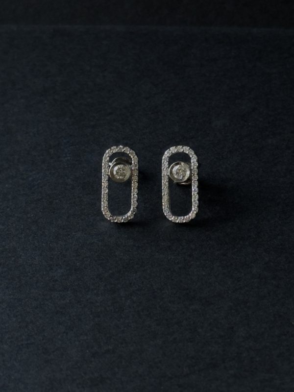 Сережки овали "Bvlgari" з білого золота з діамантами - Зображення 7