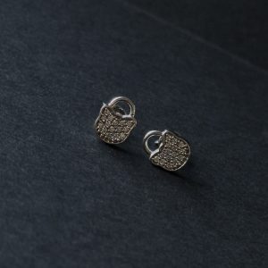 Сережки “Кішки замочки” з білого золота з діамантами