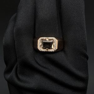Печатка золота з димчатим топазом