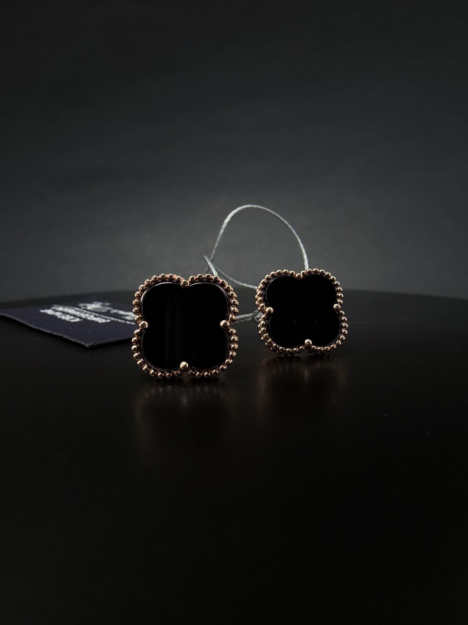 Сережки в стилі " Van cleef & arpels" з оніксом - Зображення 2