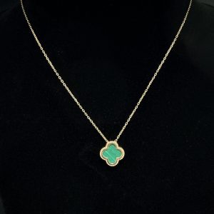 Колье золоте в стилі “Van Cleef” з малахітом