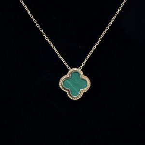 Колье золоте в стилі “Van Cleef” з малахітом