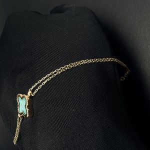 Браслет золотий в стилі “Van Cleef” з малахітом