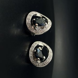 Сережки золоті з діамантами та сапфірами